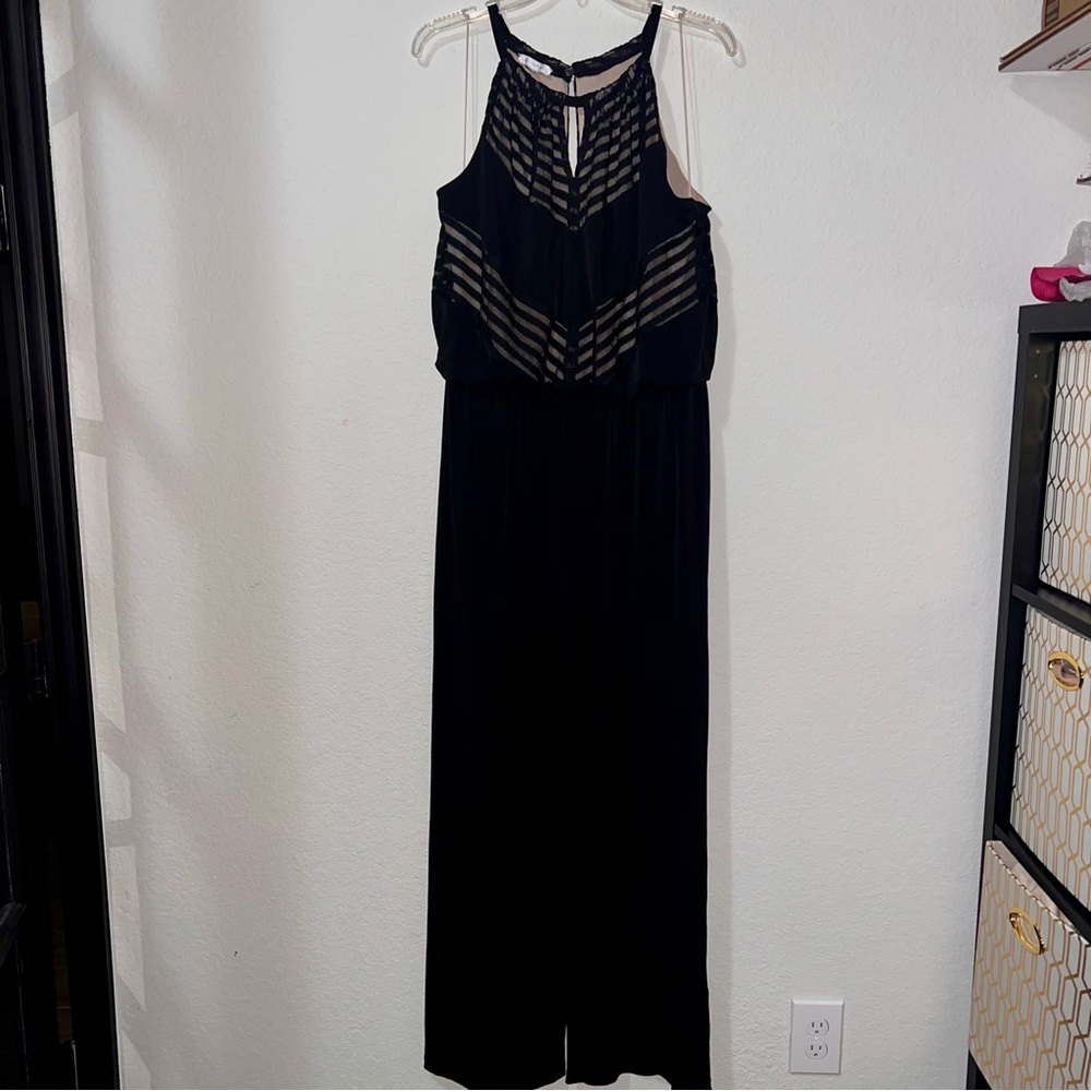 London Times Black Sleeveless Halter Romper